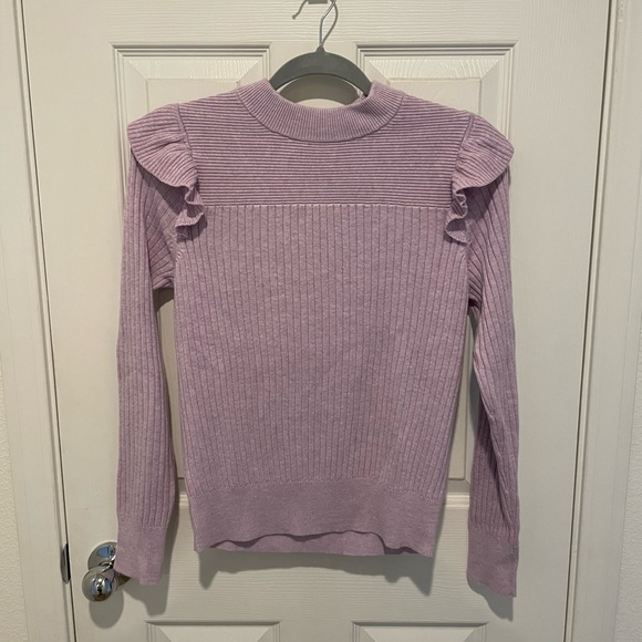 Ann Taylor Factory Sweaters - Ann Taylor Factory - Ribbed ruffle shoulder lilac sweater - Small - Never Worn